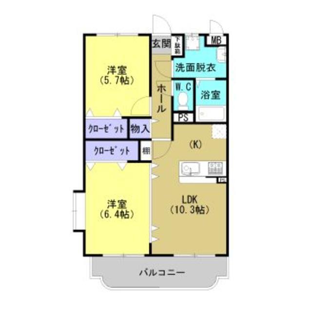 ユーミー杉田(2LDK/3階)の間取り写真
