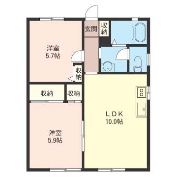 クレールメゾン(2LDK/1階)の間取り写真