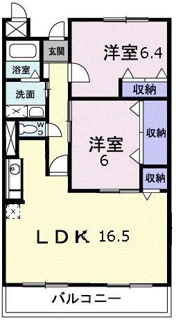 モラーダ上安(2LDK/3階)の間取り写真