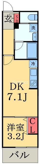 ラ・ポワール稲毛(1DK/3階)の間取り写真