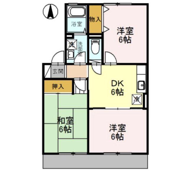 黒川グリーンハイツ C棟(3DK/1階)の間取り写真