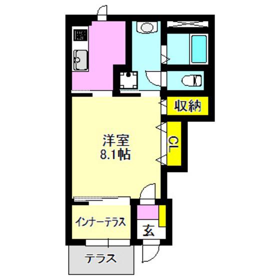 ガーデンハイツ(1K/1階)の間取り写真