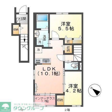 ソラーレ(2LDK/2階)の間取り写真