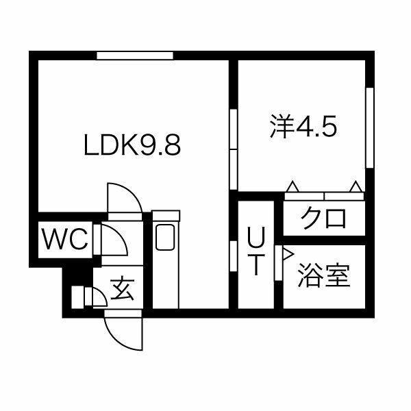 ING南8条(1LDK/4階)の間取り写真
