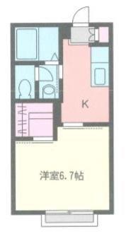 ヴェルデ玉川学園B(1K/2階)の間取り写真