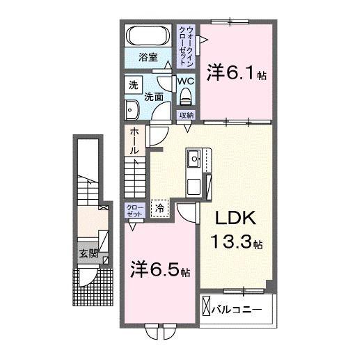 ガーデニア請西(2LDK/2階)の間取り写真