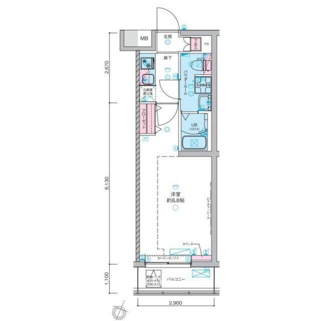 GENOVIA板橋本町IIISKYGARDEN(1K/3階)の間取り写真