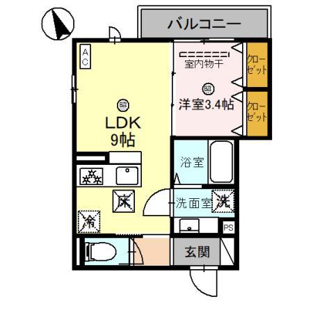 阪神本線 甲子園駅 徒歩12分 3階建 築8年(1LDK/1階)の間取り写真