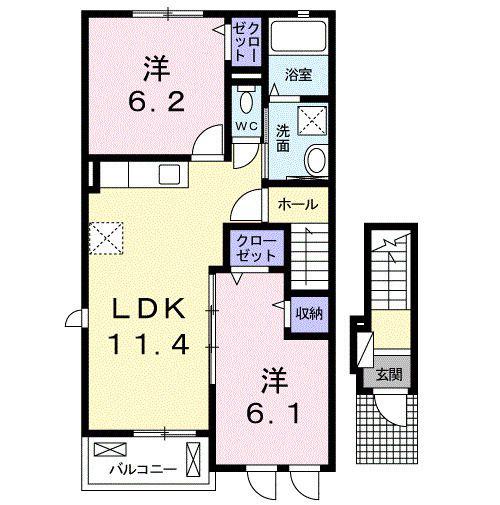 ベルセフォネIII(2LDK/2階)の間取り写真