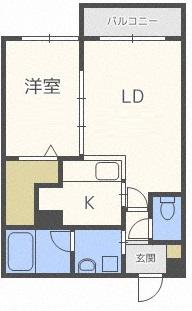 RUK-A円山(1LDK/2階)の間取り写真