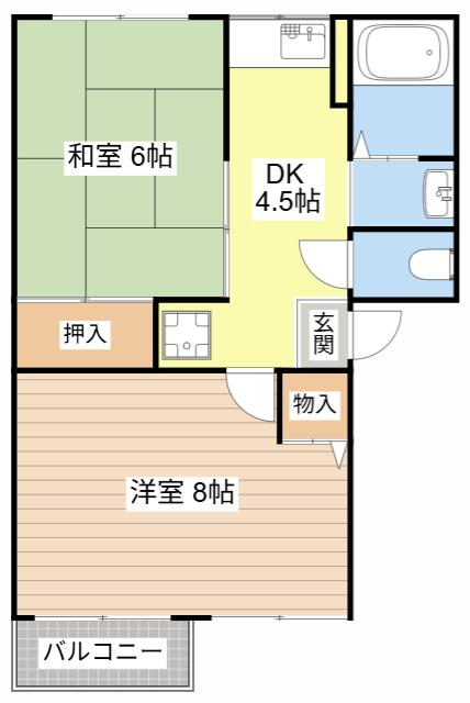 コーポタカハ(2DK/2階)の間取り写真