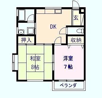 カーサ弥生C(2DK/2階)の間取り写真