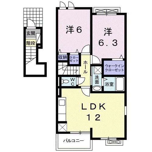 ブリーゼII(2LDK/2階)の間取り写真