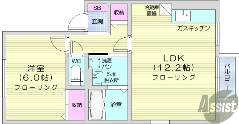 クラレンスホワイトⅠ(1LDK/2階)の間取り写真