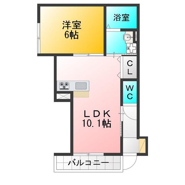ロクス・センペル(1LDK/1階)の間取り写真