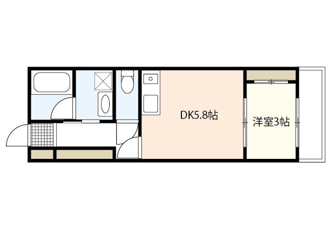 アレグリア広島駅東(1DK/1階)の間取り写真