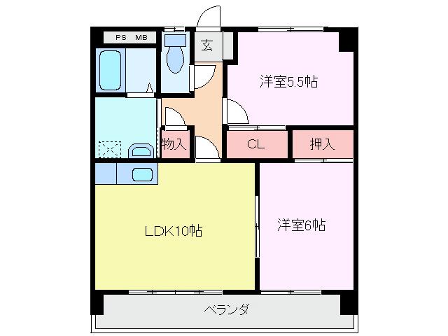 エスティ阪田(2LDK/1階)の間取り写真