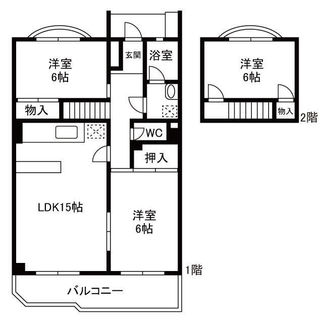 ロイヤルメゾン港南台(3LDK/2階)の間取り写真