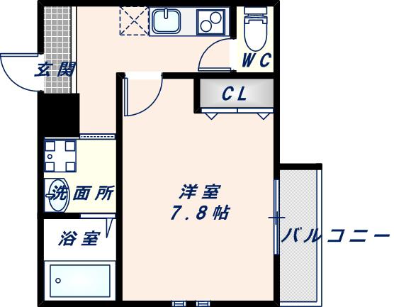 フジパレス俊徳道ウエスト(1K/3階)の間取り写真