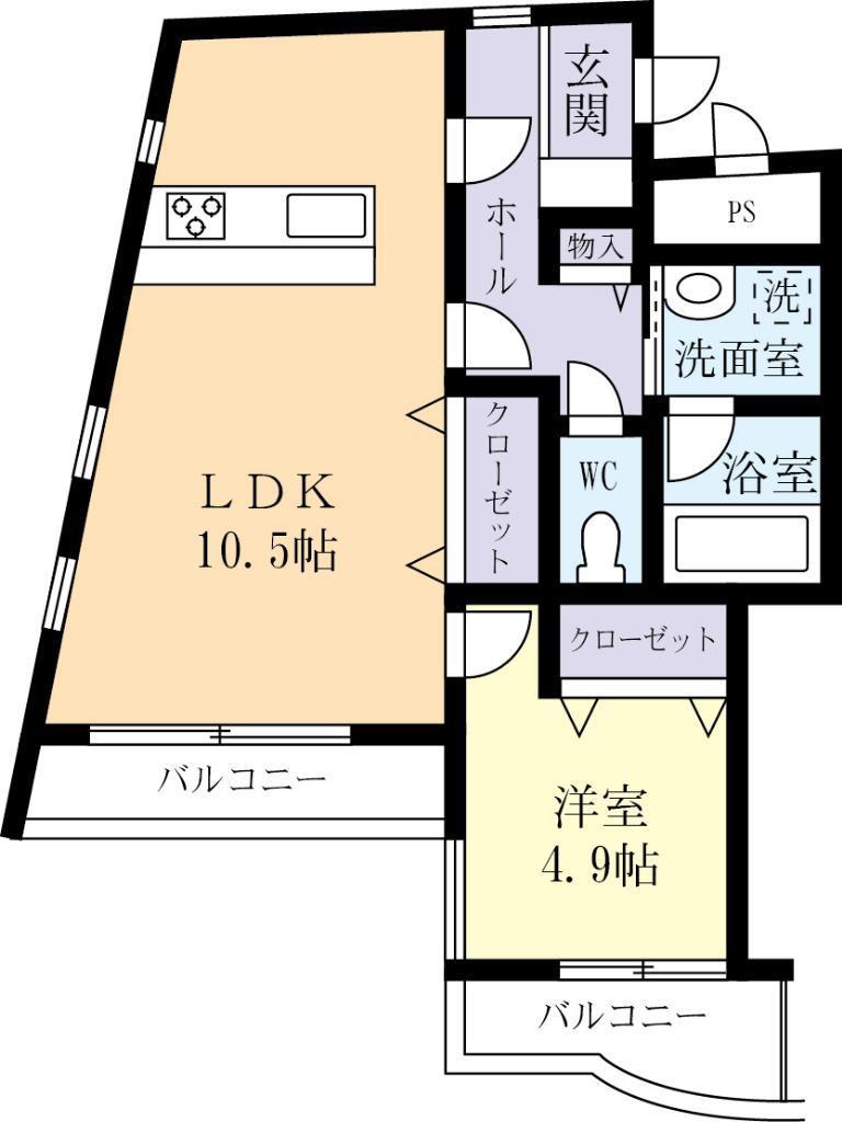 コーキマンション K-3(1LDK/3階)の間取り写真