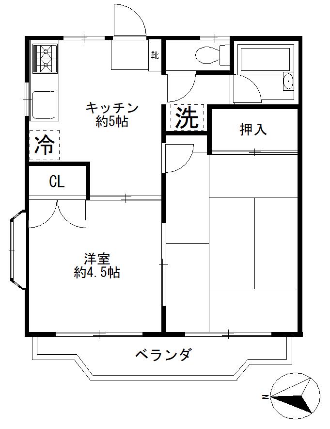 エランドールB(2K/2階)の間取り写真