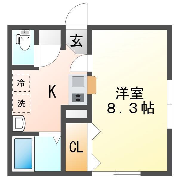 CASALUNA(1K/2階)の間取り写真