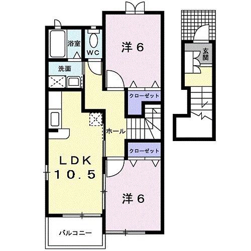 サン・アベニューC(2LDK/2階)の間取り写真