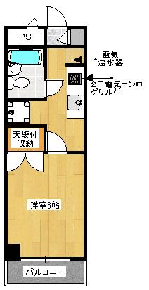 マンション堀辺(1K/2階)の間取り写真