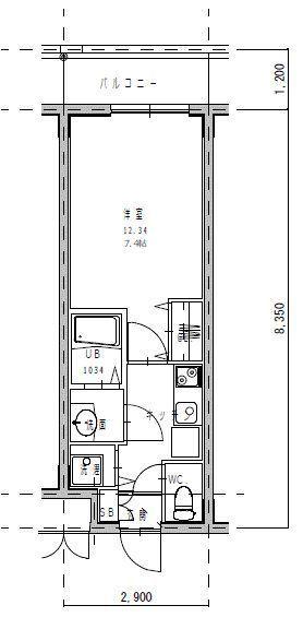 RESIDENCETAKAMIYA(1K/2階)の間取り写真
