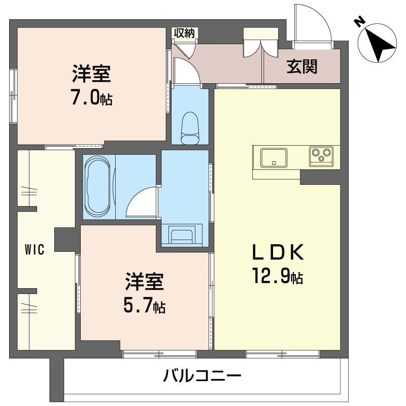 ベルヴェデーレ(2LDK/2階)の間取り写真