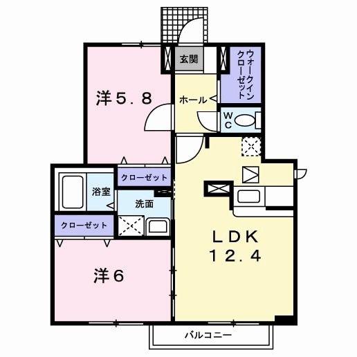 サンシャインブリッジ(2LDK/1階)の間取り写真