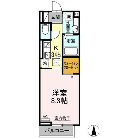 シュトラール(1K/1階)の間取り写真