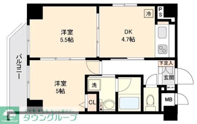 フェニックス板橋(2DK/6階)の間取り写真