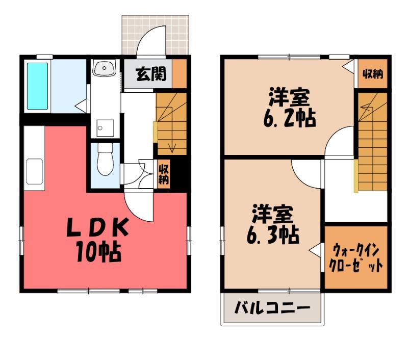 メゾネットアイズ(2LDK/1階)の間取り写真
