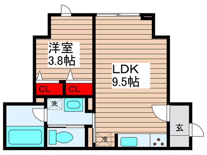 セレスティア竹の塚(1LDK/1階)の間取り写真