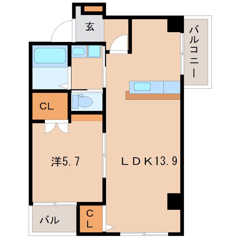 サンハイツ(1LDK/4階)の間取り写真