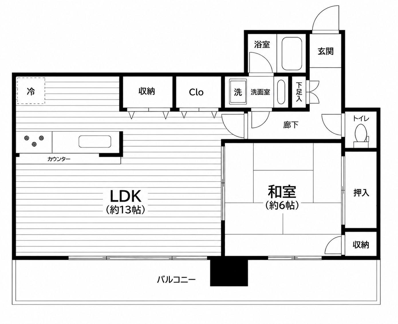 リガーレ日本橋人形町(1LDK/4階)の間取り写真