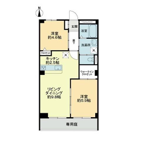 フィネス阿島(2LDK/1階)の間取り写真
