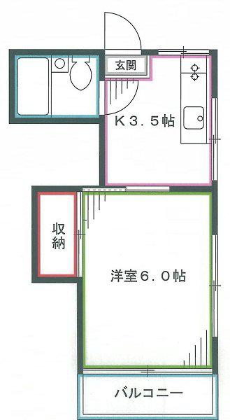グリーンハイム(1K/1階)の間取り写真