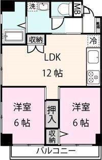 第2有馬グリーンハイム(2LDK/2階)の間取り写真