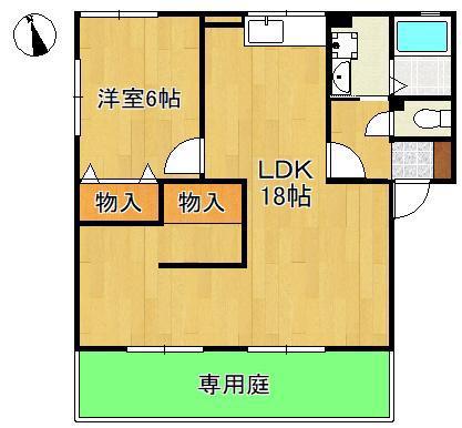ウィステリア中吉田 A棟(1LDK/1階)の間取り写真