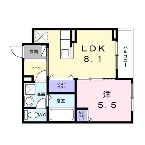 ヒカルサ此花通酉島(1LDK/2階)の間取り写真