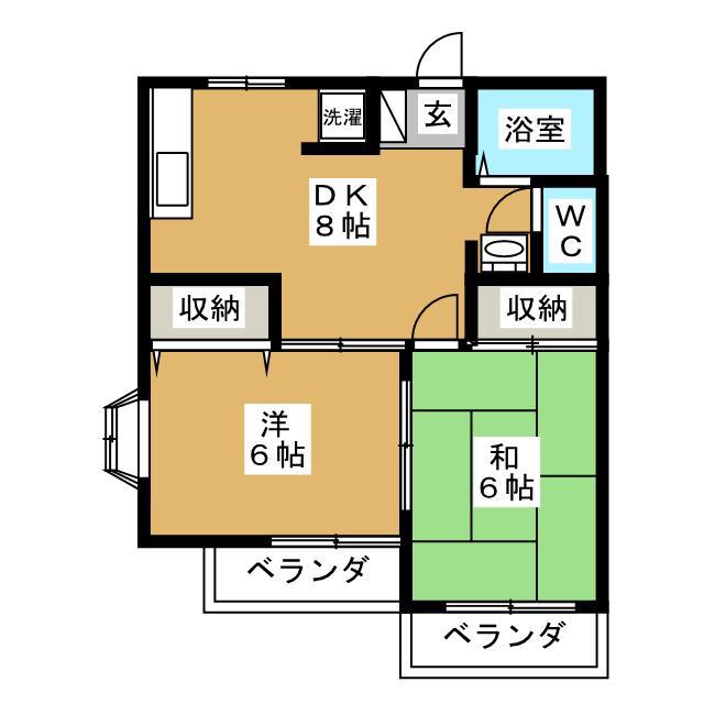 プランドール南流山(2DK/2階)の間取り写真