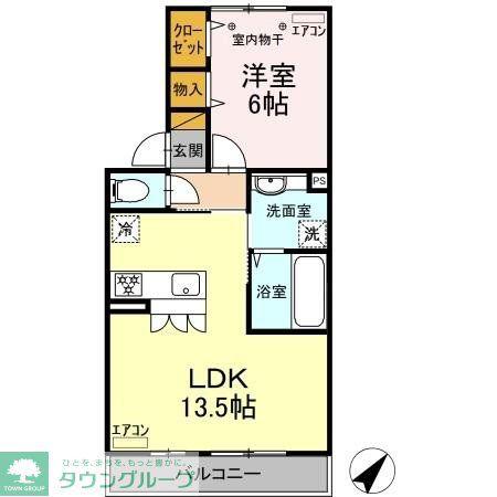 エクセルガーデン参番館(1LDK/2階)の間取り写真