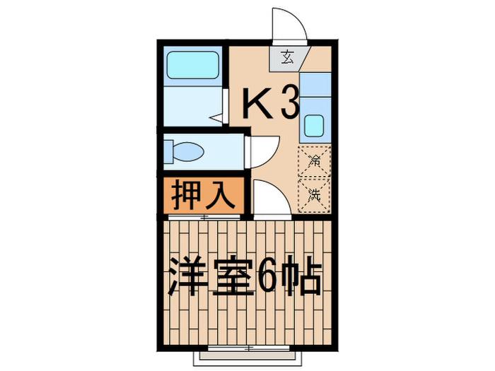 カーサ東玉川(1K/2階)の間取り写真