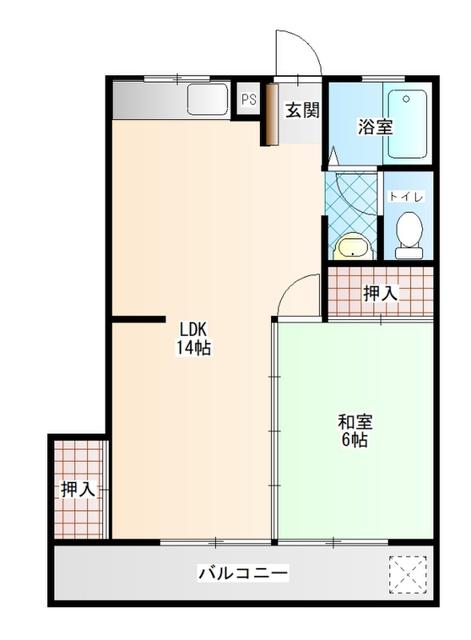大道ハイツ高畑(1LDK/1階)の間取り写真