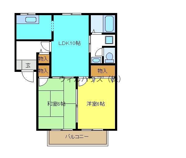 コーポラス辻元B棟(2LDK/2階)の間取り写真