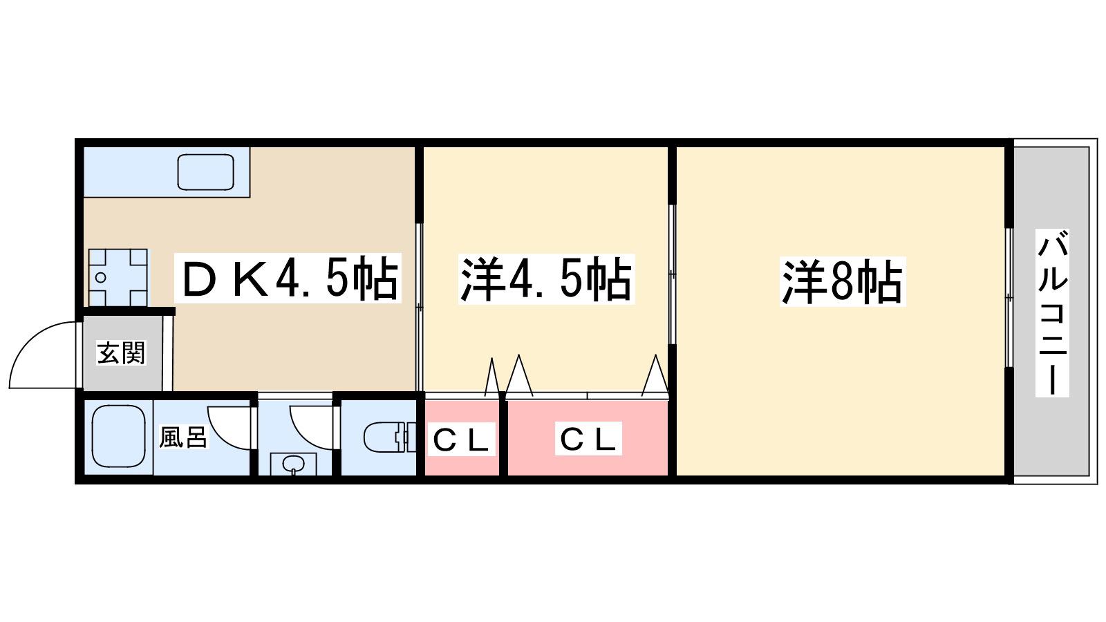 プレスタールシエテ(2DK/3階)の間取り写真