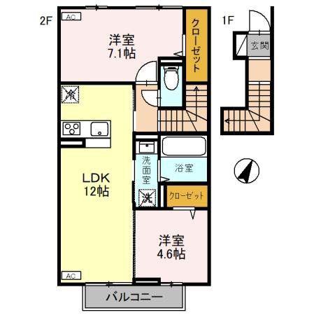 PREMIERE(2LDK/2階)の間取り写真