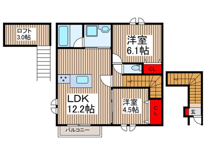 WINDSOR COURT ノース(2LDK/1階)の間取り写真